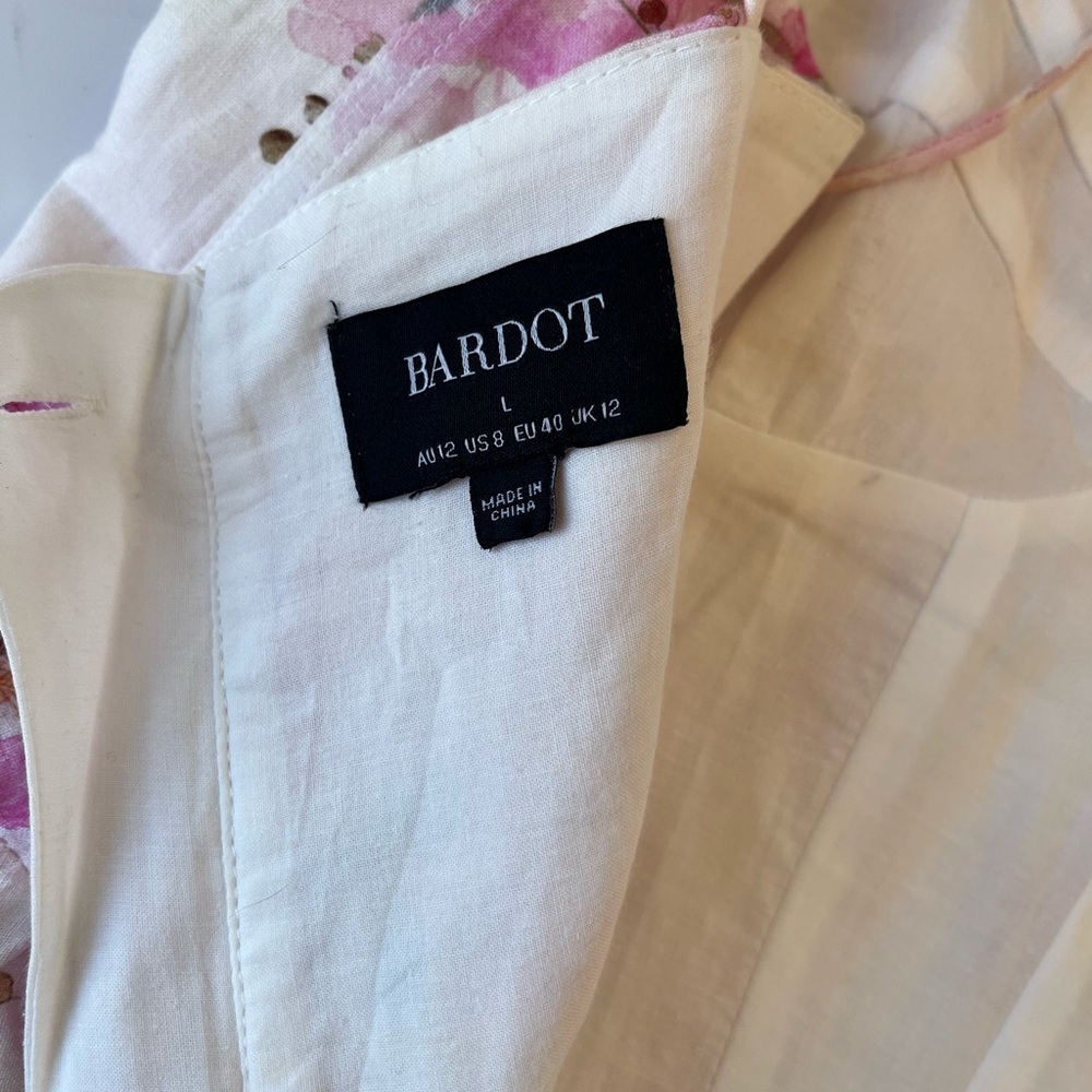 Bardot Elsie Floral Corset Mini Dress Pink Ramie Tie Strap Size 8 - Picture 11 of 16